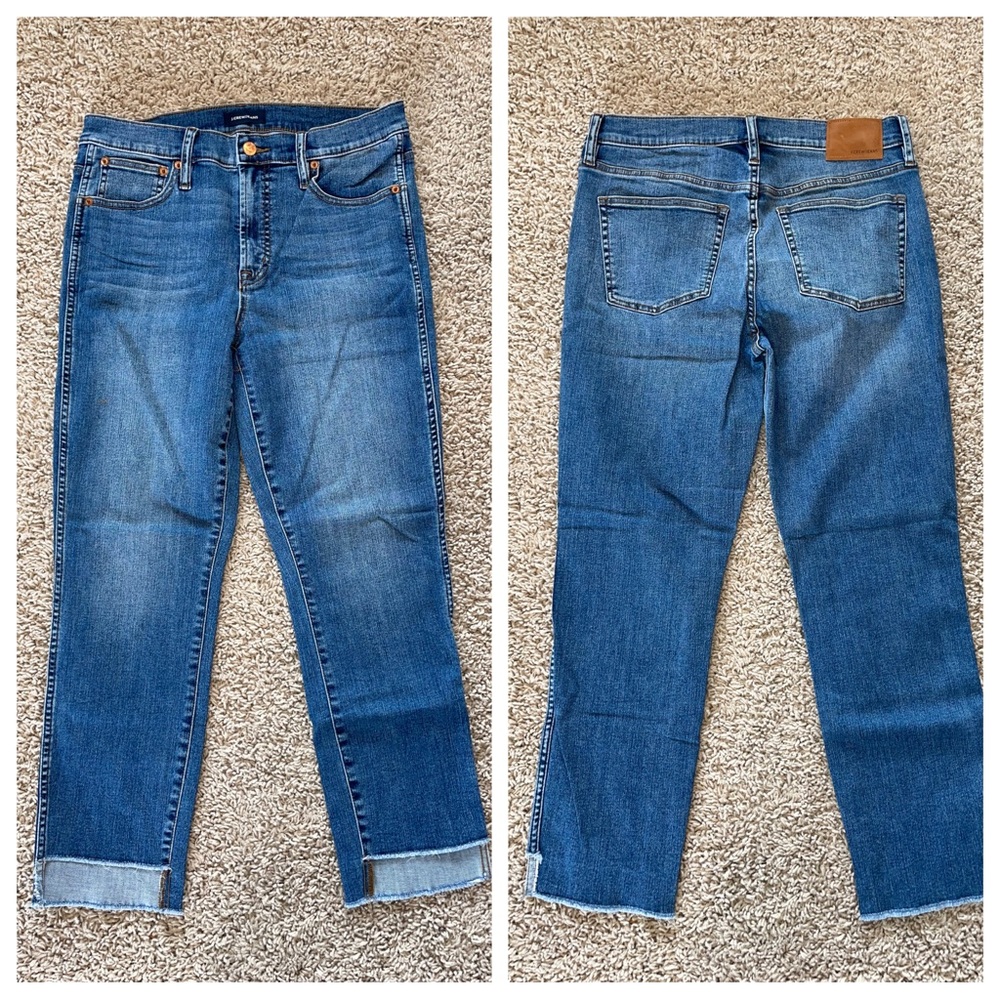 J Crew Vintage Straight Crop Jeans Step Raw Hem Size 29